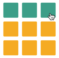 A image showing a bingo sheet with 6 tiles. Three of them in the same row are selected and green.