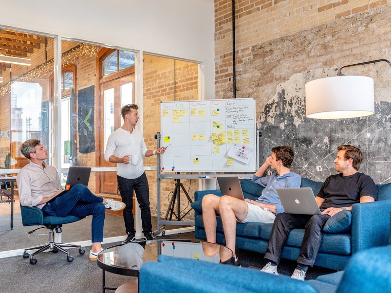 Team having a meeting in a work environment