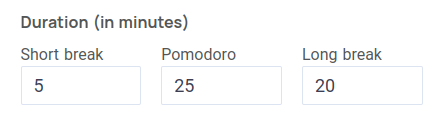 How to change the duration of timers on Pomodoro Timer Online