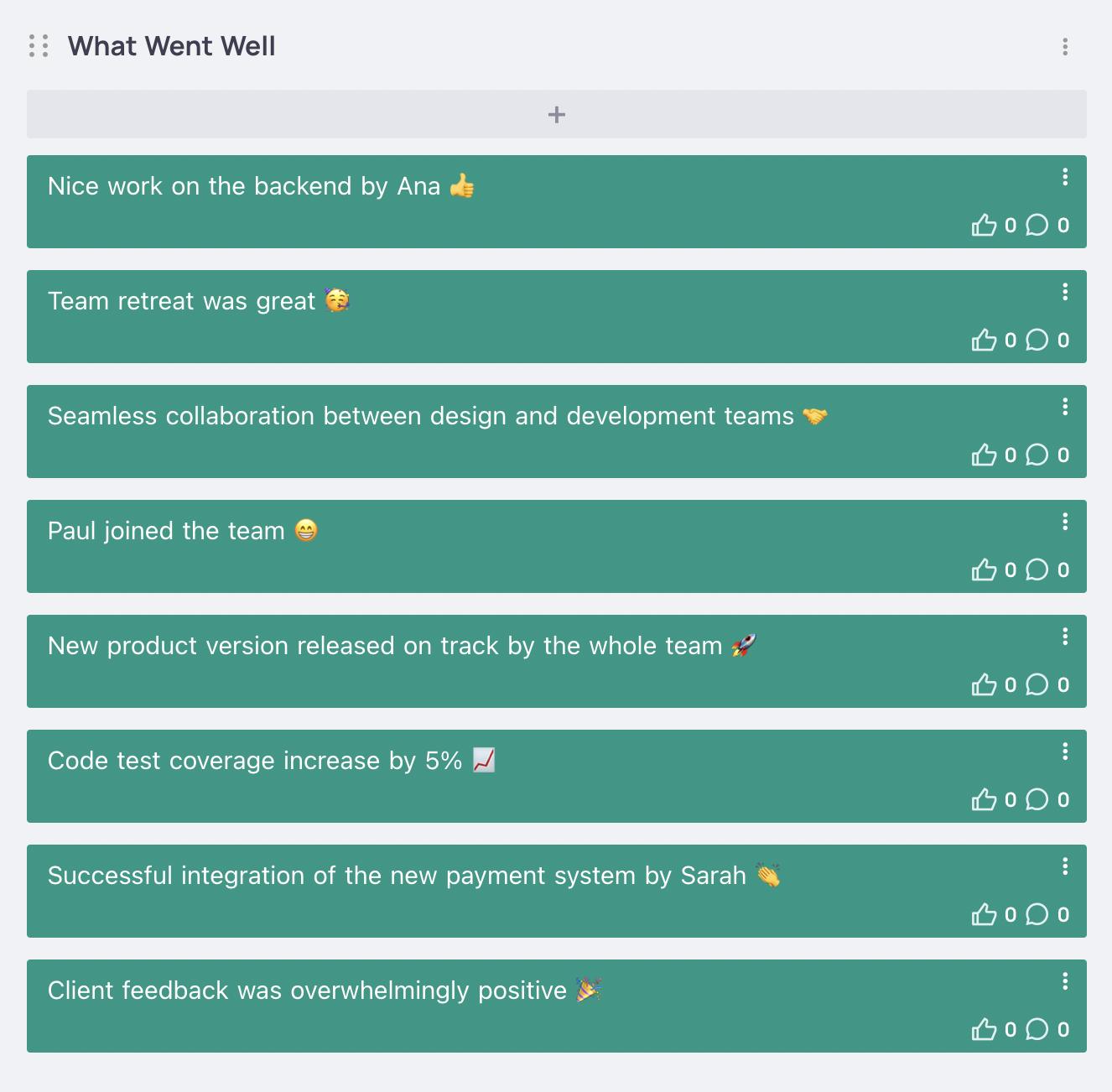 What Went Well Examples EasyRetro