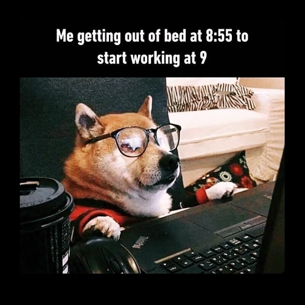 Remote work Memes - Me getting out of bed at 8:55 to start working at 9