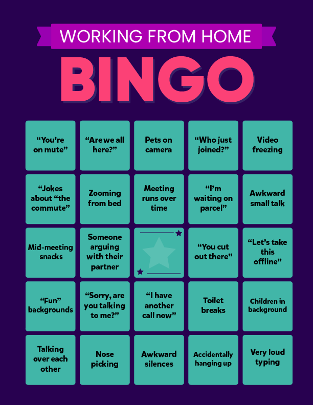 Free Template For Working From Home Bingo | Easyretro
