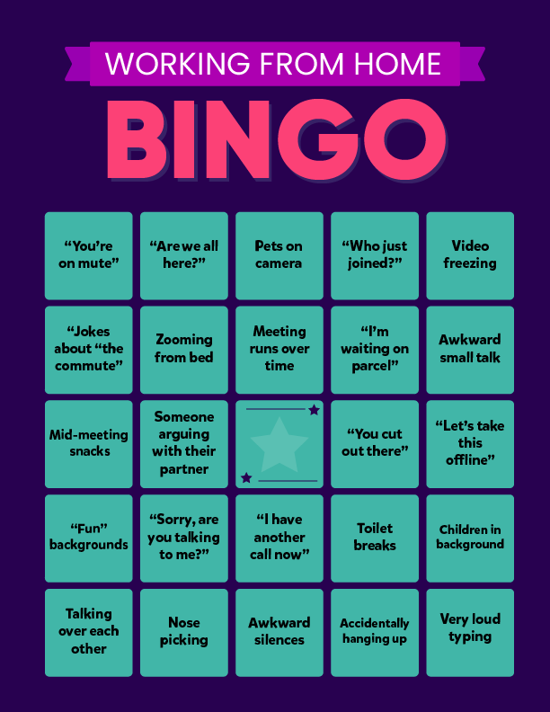 Free template for working from home bingo EasyRetro