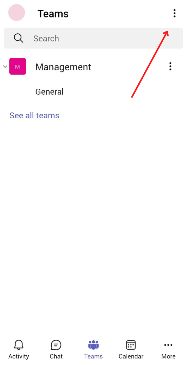 Microsoft Teams screenshot with on mobile
